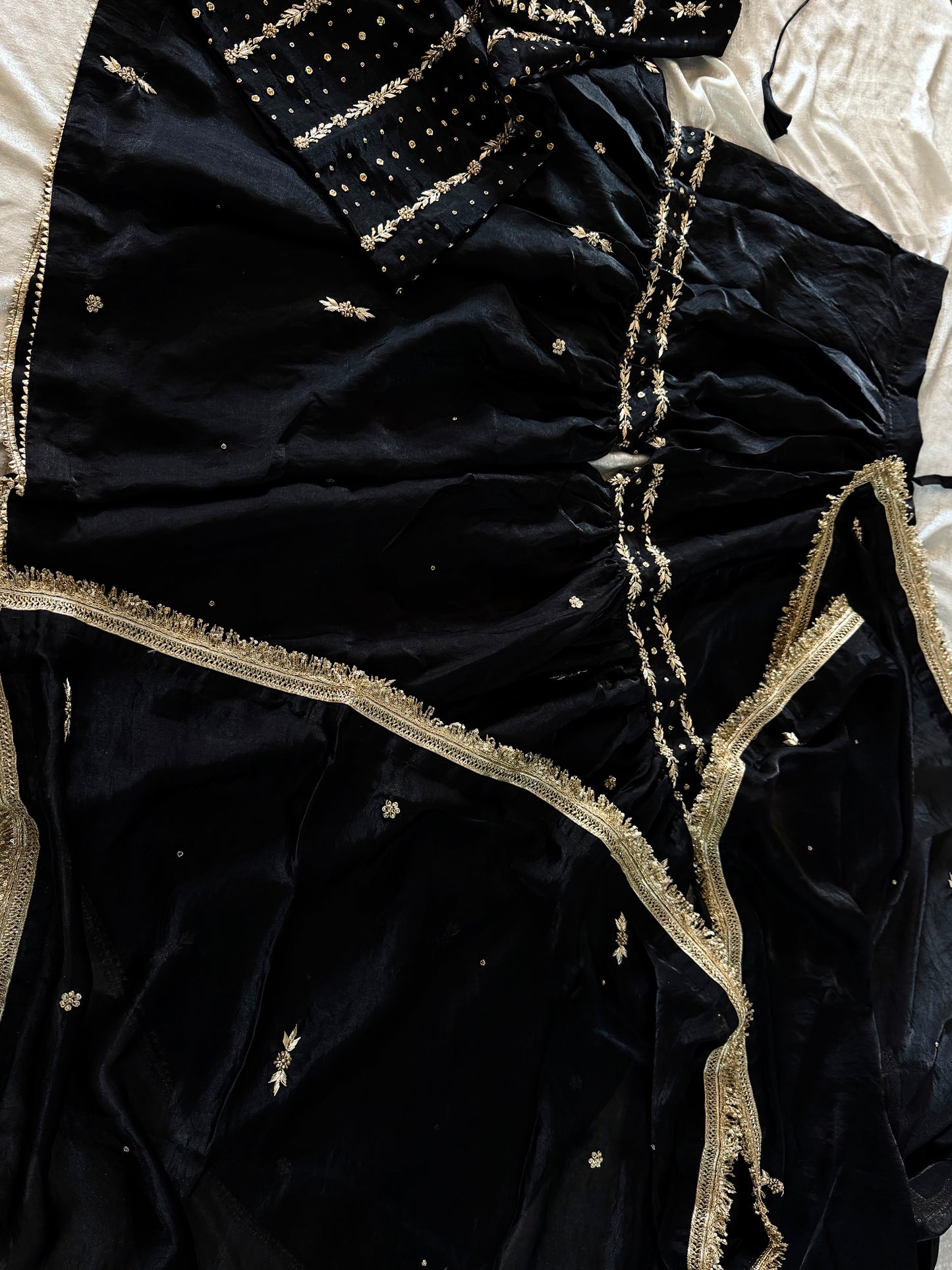 PURE ZARDOZI GHARARA ON ITALIAN SHIMAR FABRIC