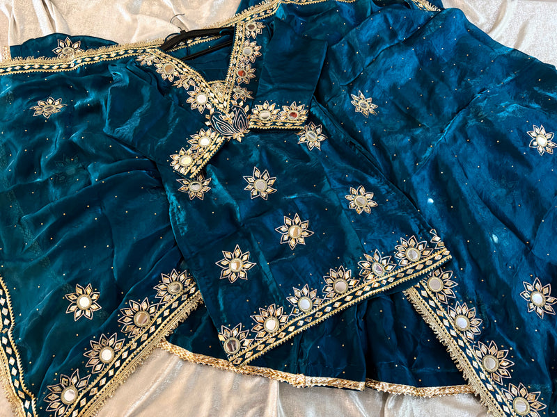 Royal blue gota Patti gharara |  | Karishma Emporium | Elegance in Making Pure Zardozi Women wear