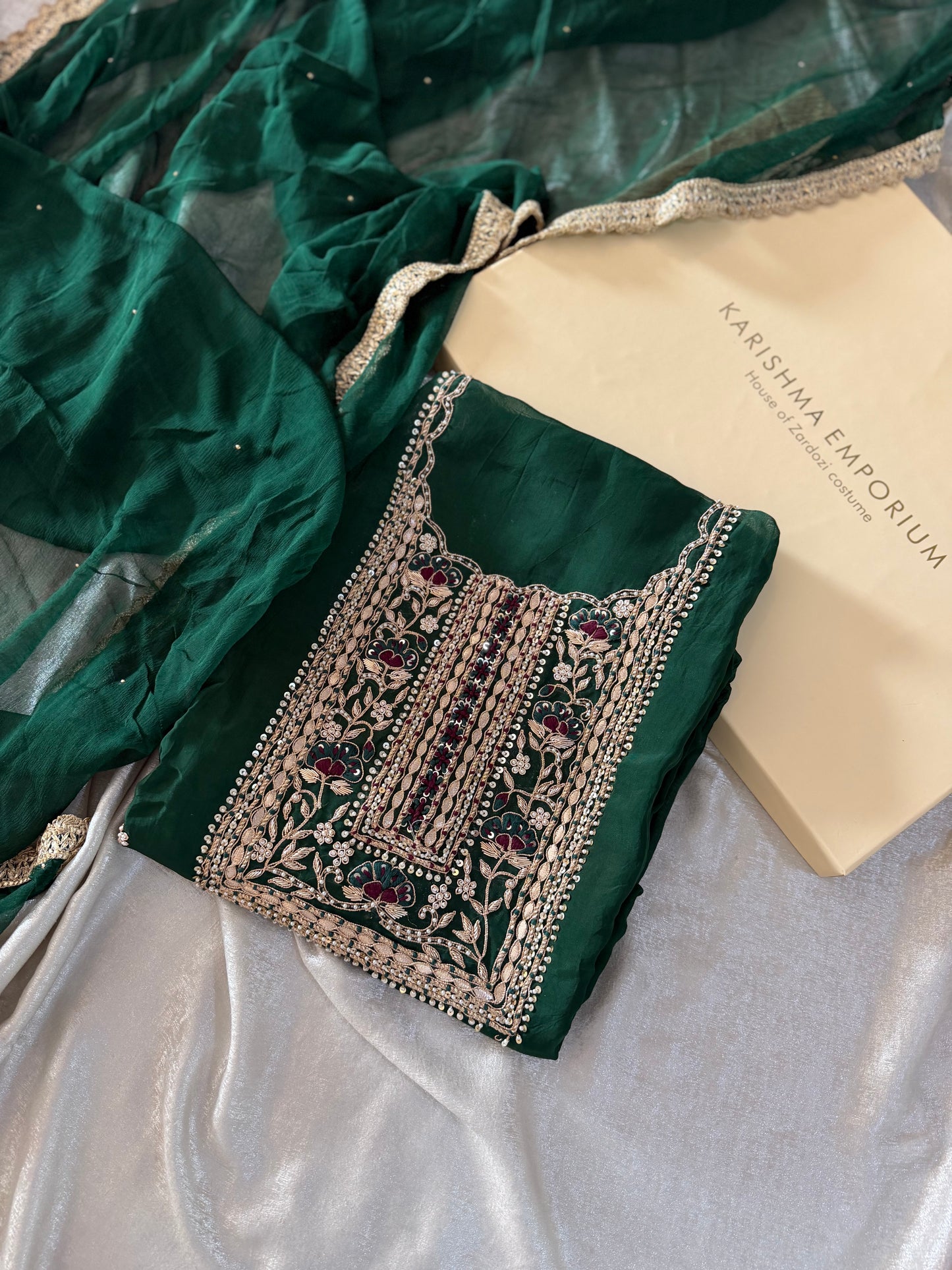 GREEN ZARDOZI WORK