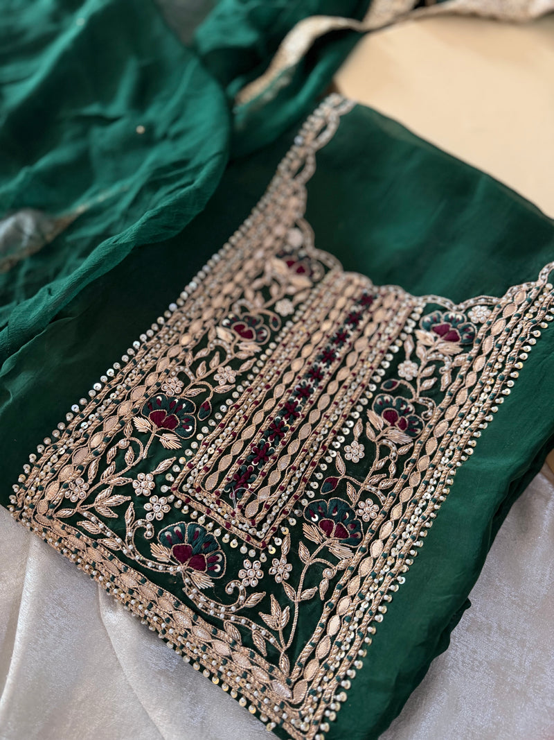 GREEN ZARDOZI WORK |  | Karishma Emporium | Elegance in Making Pure Zardozi Women wear