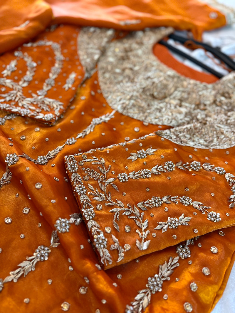 Rust Sharara |  | Karishma Emporium | Elegance in Making Pure Zardozi Women wear