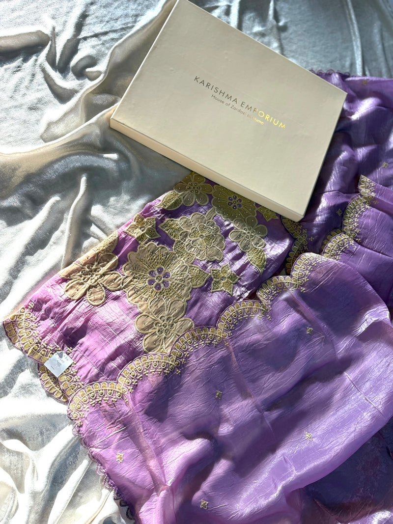 BEAUTIFUL UNSTITCHED SUIT |  | Karishma Emporium | Elegance in Making Pure Zardozi Women wear