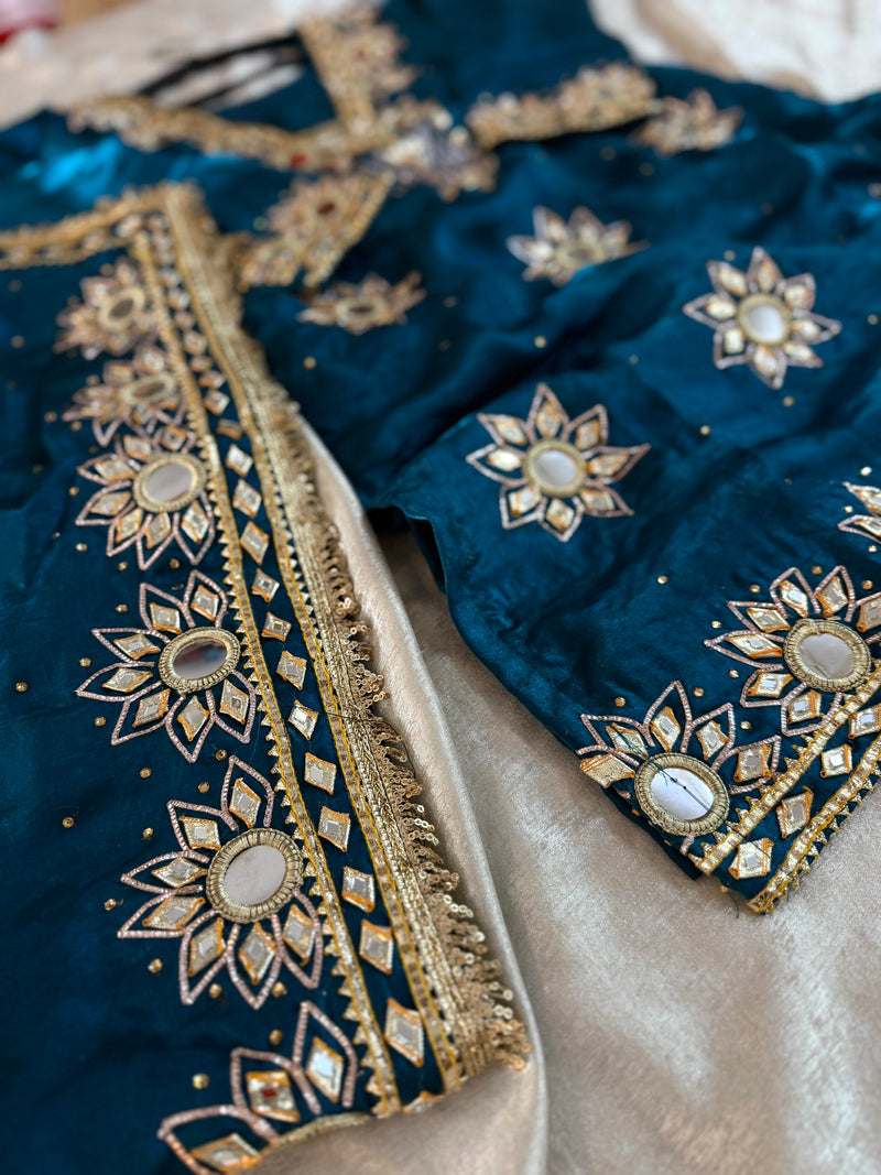 Royal blue gota Patti gharara |  | Karishma Emporium | Elegance in Making Pure Zardozi Women wear