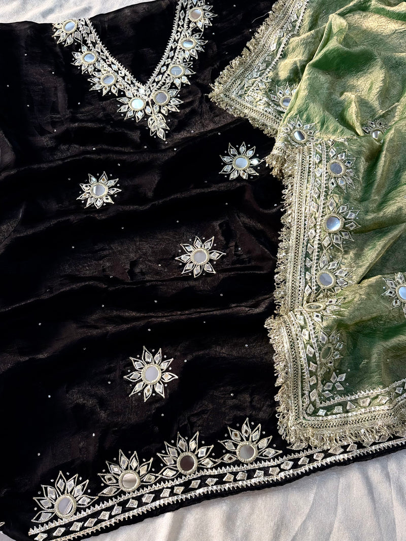 GOTA SUIT IN CONTRAST |  | Karishma Emporium | Elegance in Making Pure Zardozi Women wear