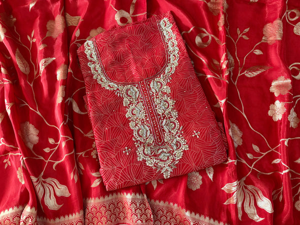 BEAUTIFUL SUIT ON BANARSI SILK |  | Karishma Emporium | Elegance in Making Pure Zardozi Women wear