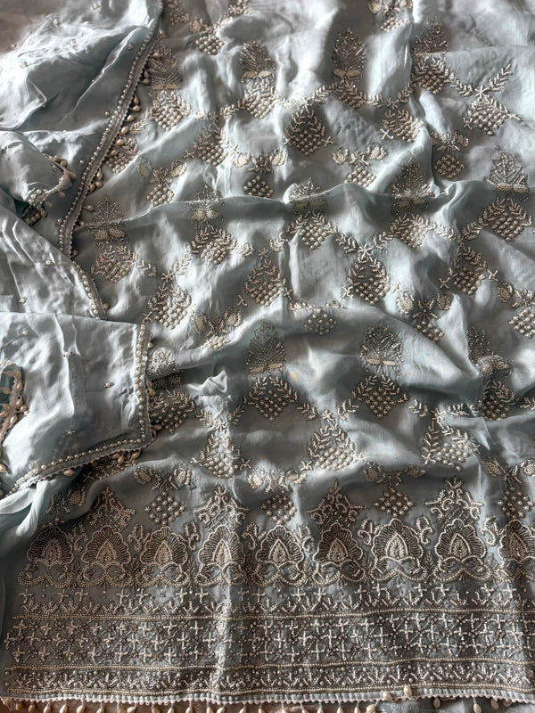 BEAUTIFUL LIGHT COLOURS WEDDING SUITS |  | Karishma Emporium | Elegance in Making Pure Zardozi Women wear