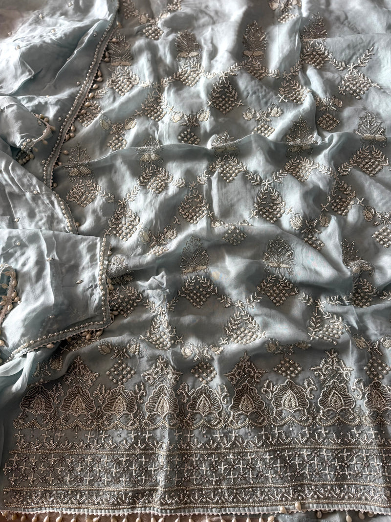 BEAUTIFUL LIGHT COLOURS WEDDING SUITS |  | Karishma Emporium | Elegance in Making Pure Zardozi Women wear
