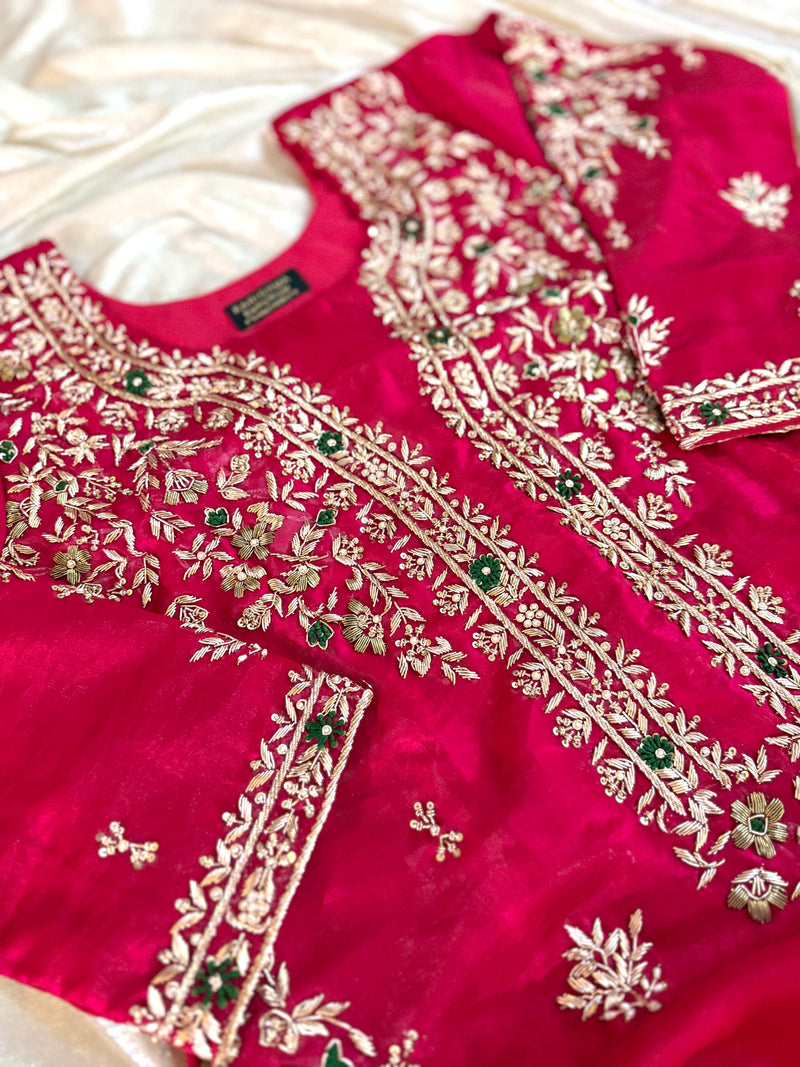 RANI ZARDOZI PANT KURTA SET |  | Karishma Emporium | Elegance in Making Pure Zardozi Women wear