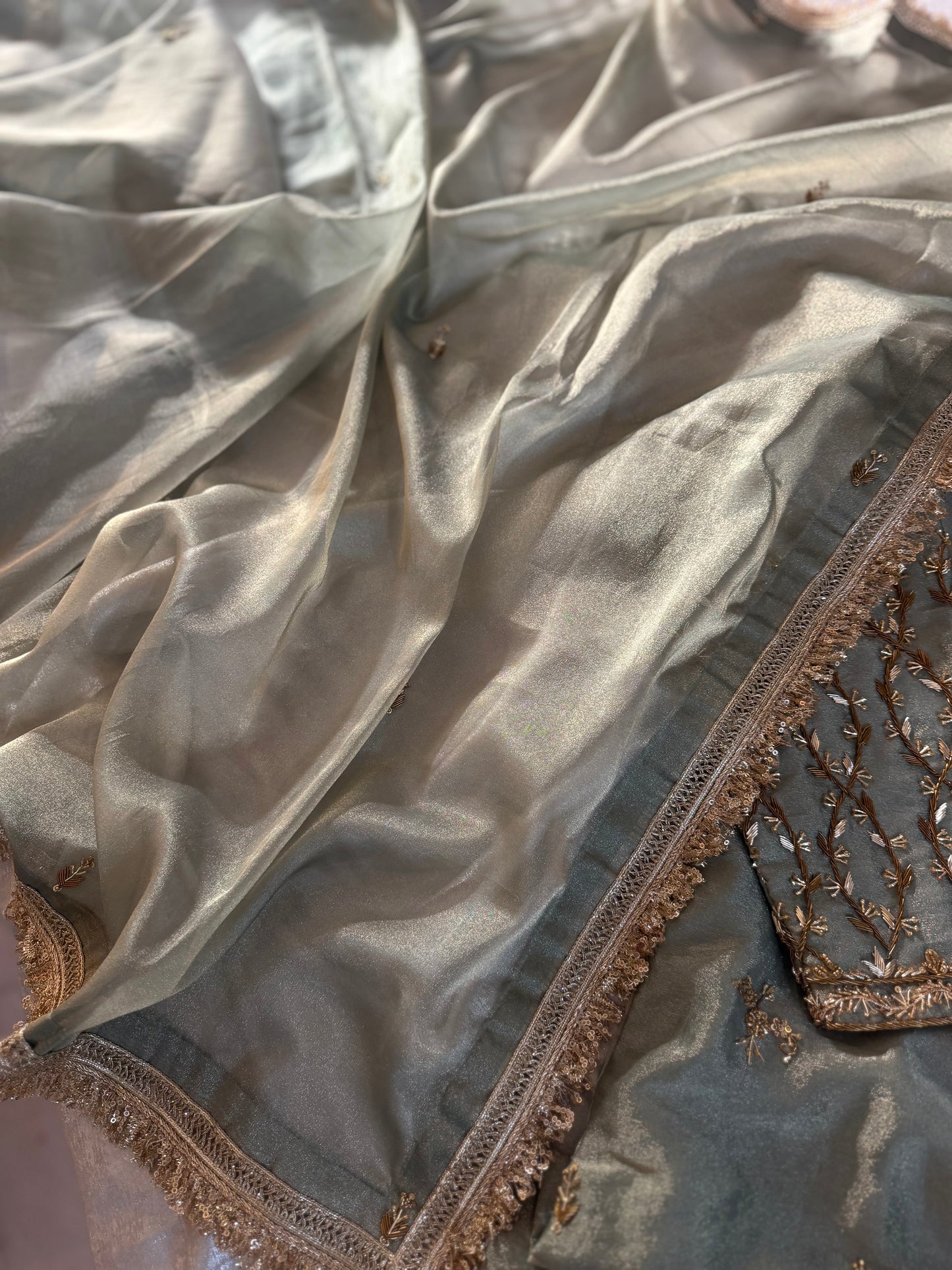 ZARDOZI GHARARA IN TISSUE