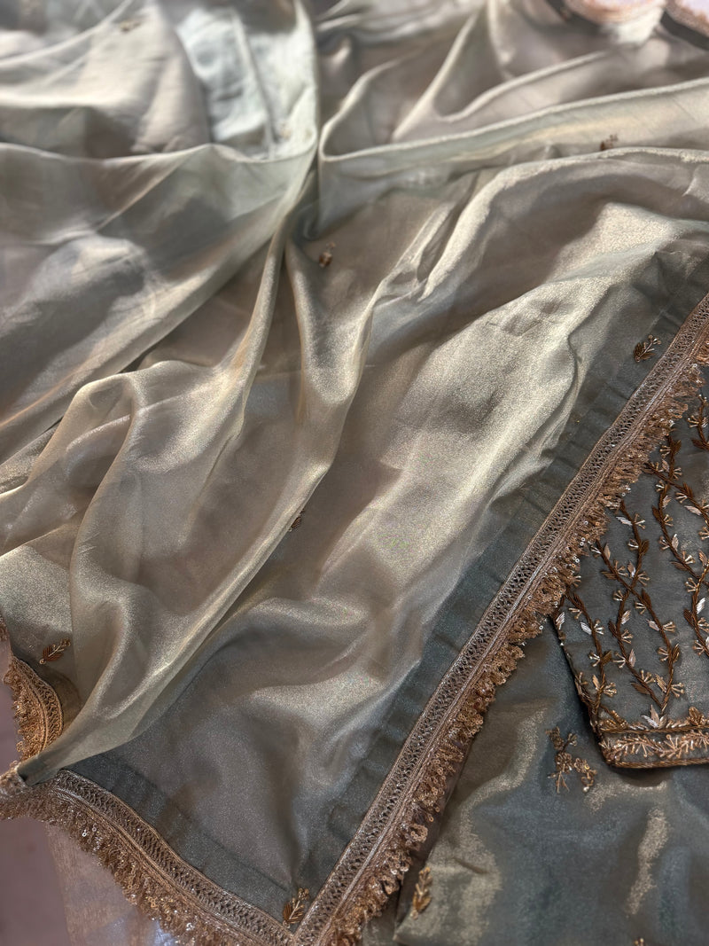 ZARDOZI GHARARA IN TISSUE |  | Karishma Emporium | Elegance in Making Pure Zardozi Women wear