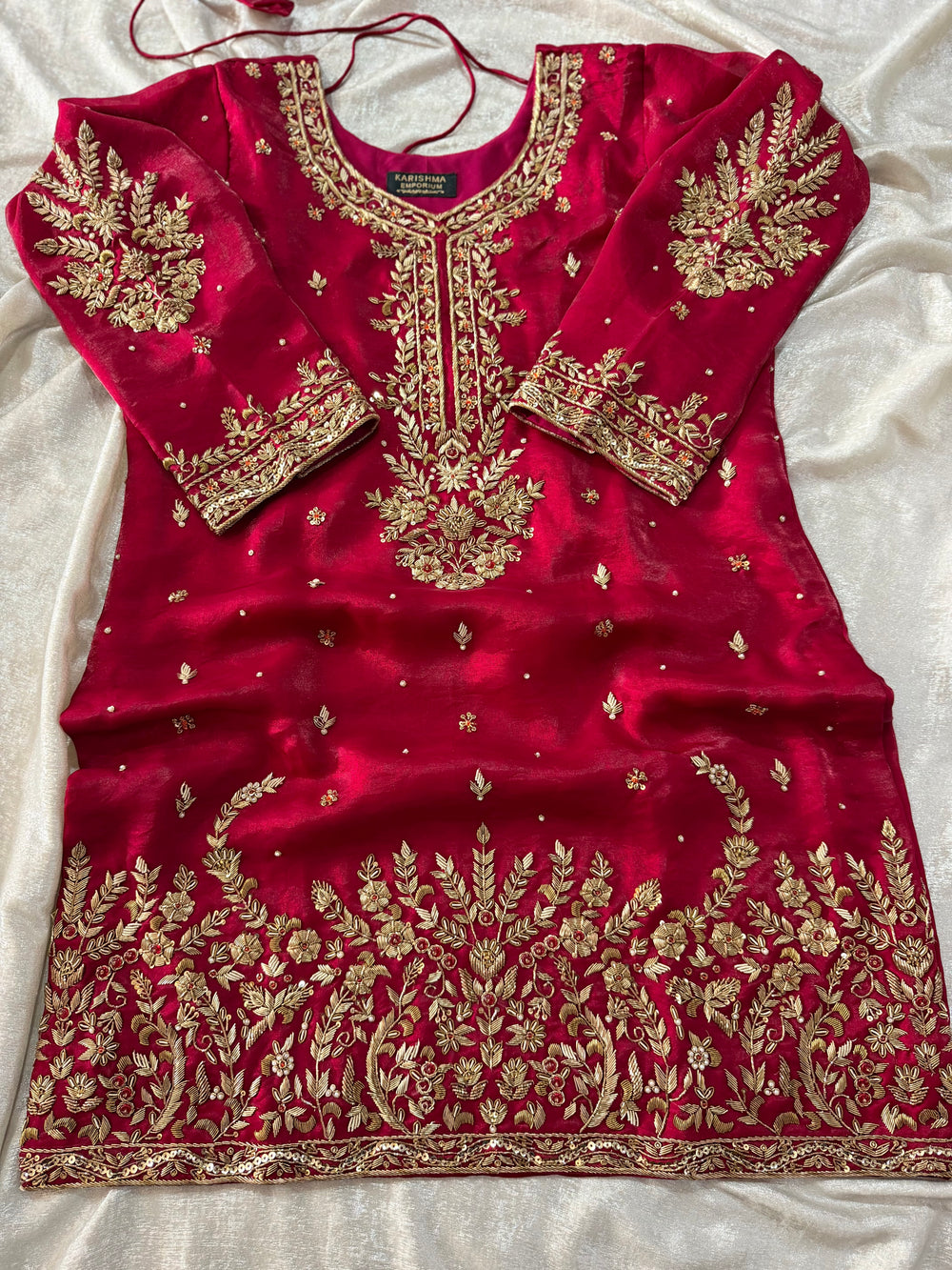 (BRIDAL RANI NIKAH GHARARA) PREMIUM ZARDOZI WORK ITALIAN SHIMAR FABRIC |  | Karishma Emporium | Elegance in Making Pure Zardozi Women wear
