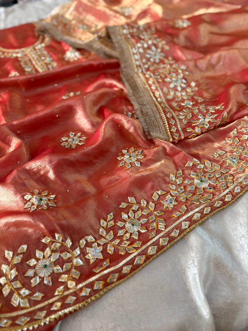 Rust Gota Patti Suit |  | Karishma Emporium | Elegance in Making Pure Zardozi Women wear