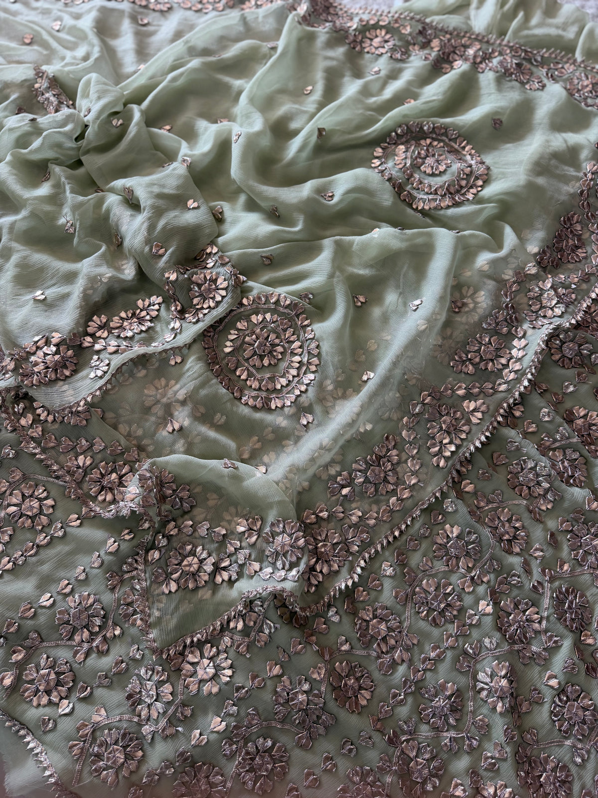 (HANDWORK GOTA PATTI SUITS ON PURE FABRIC GET THREE AT THE BEST PRICE)