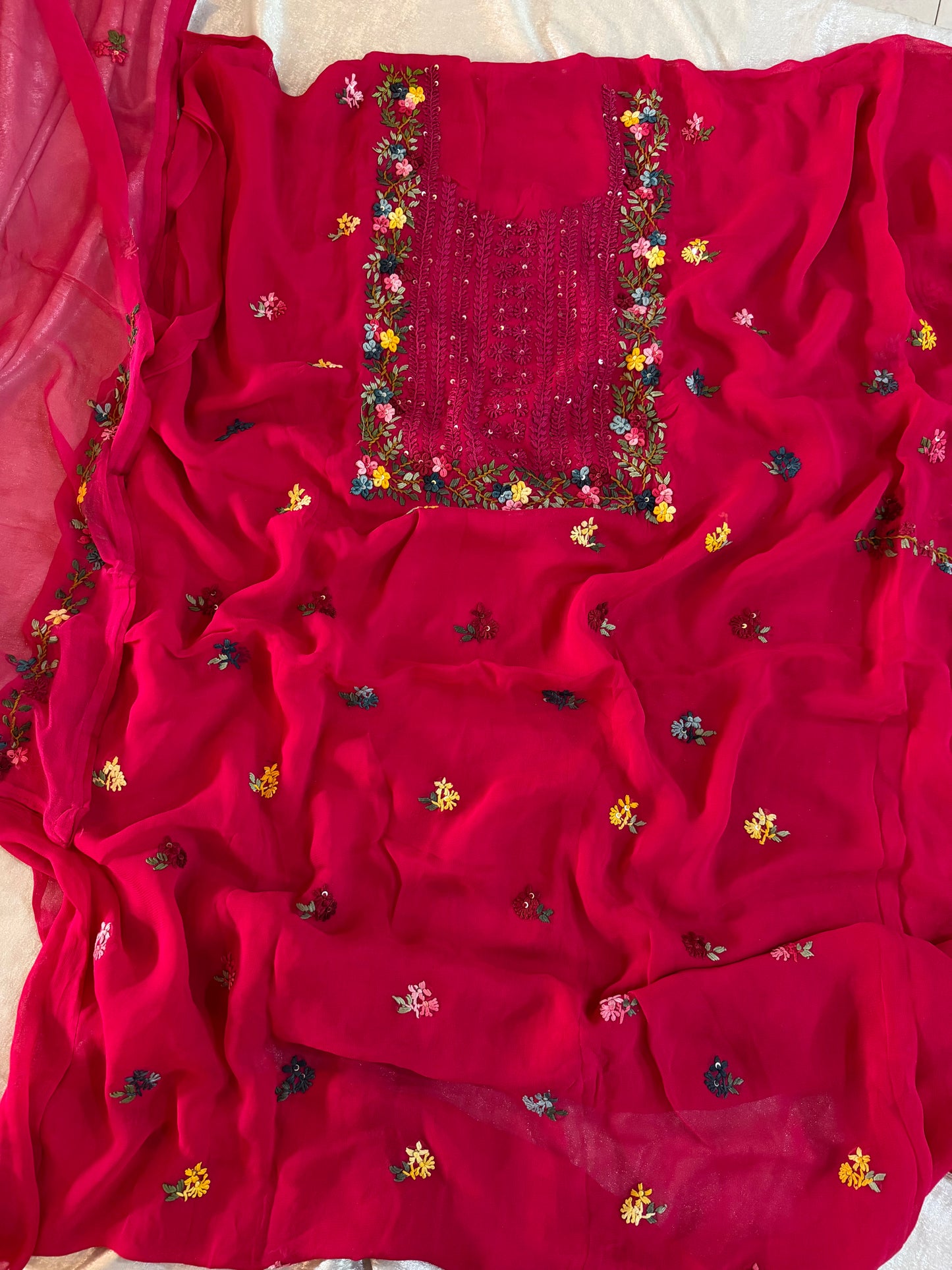 (KATHA WORK) PURE GEORGETTE FABRIC