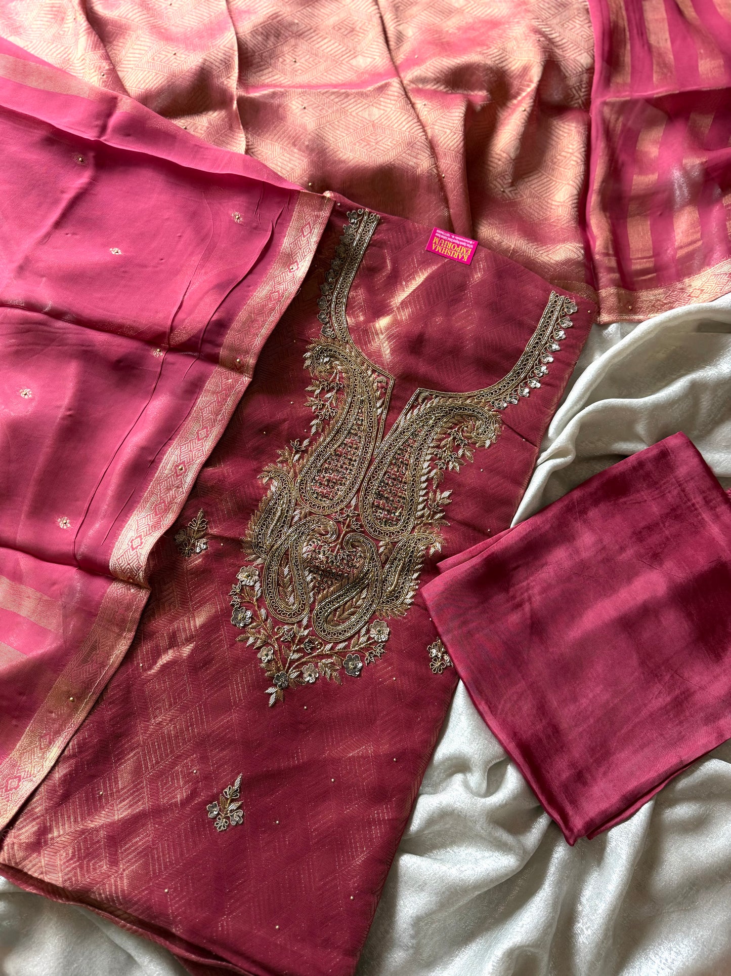 ZARDOZI NECK SUITS ON BANARSI SILK