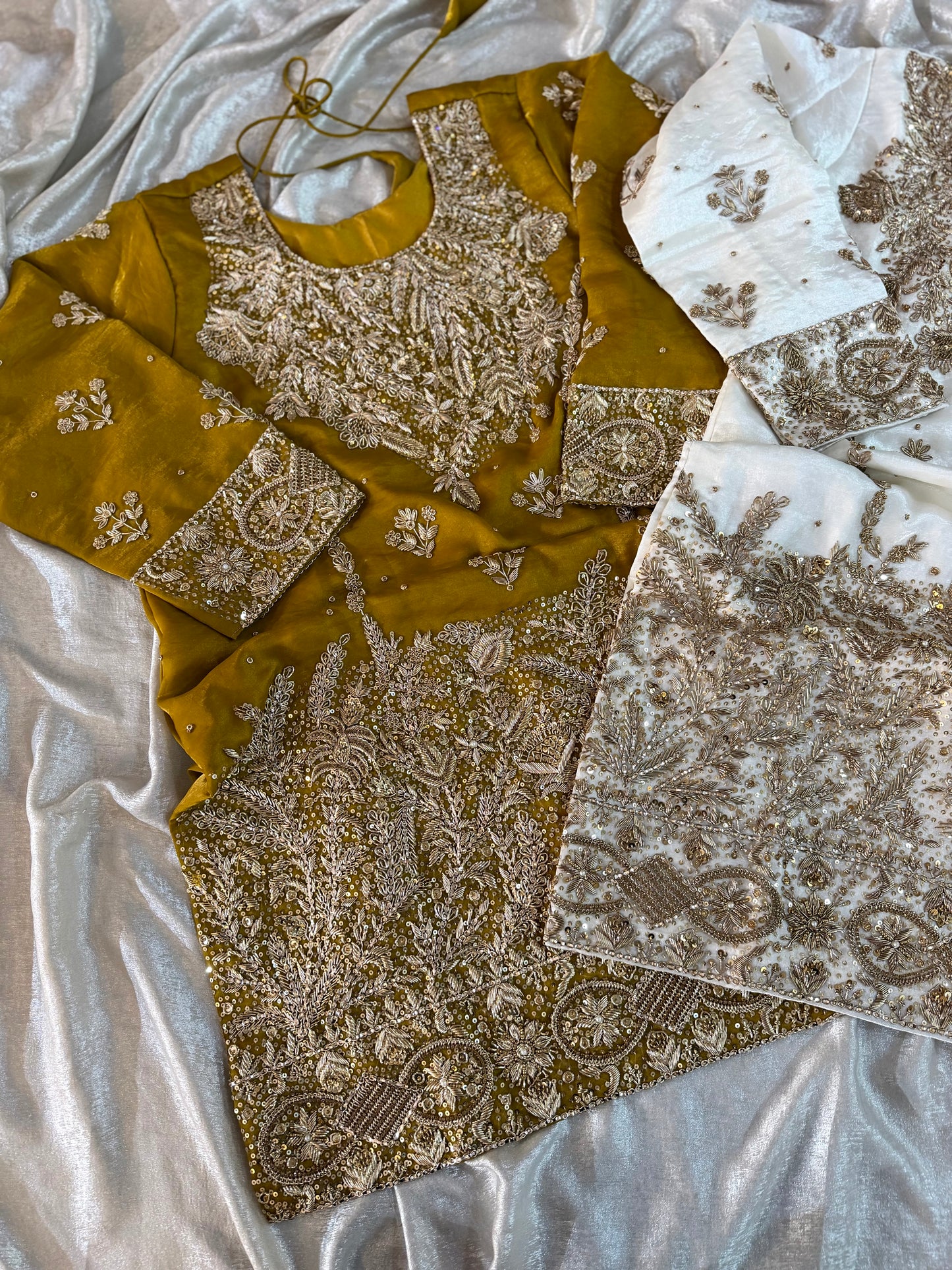 ZARDOZI GHARARA ON ITALIAN SHIMAR FABRIC