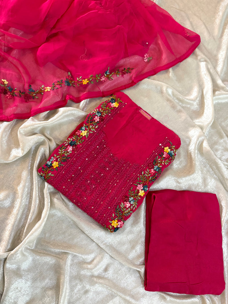 (KATHA WORK) PURE GEORGETTE FABRIC |  | Karishma Emporium | Elegance in Making Pure Zardozi Women wear
