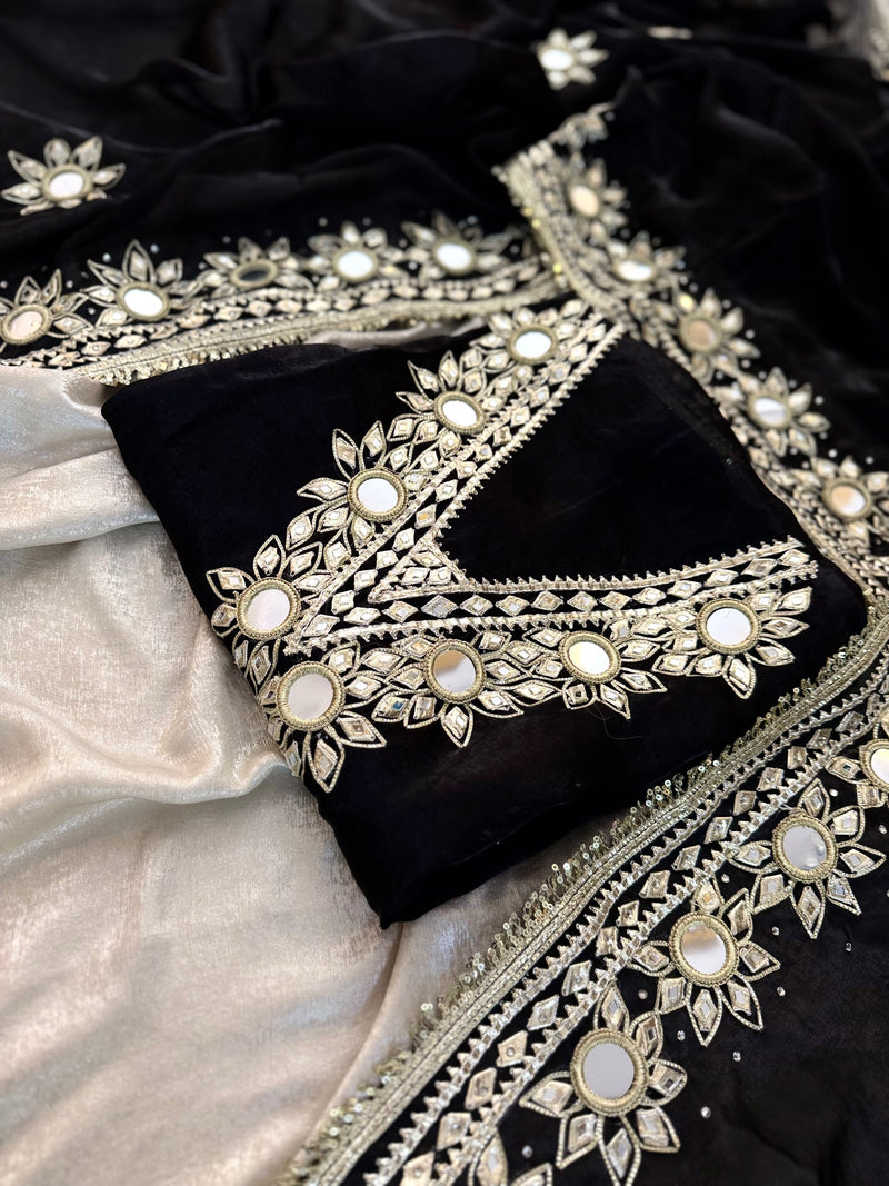 BLACK GOTA PATTI SUIT |  | Karishma Emporium | Elegance in Making Pure Zardozi Women wear