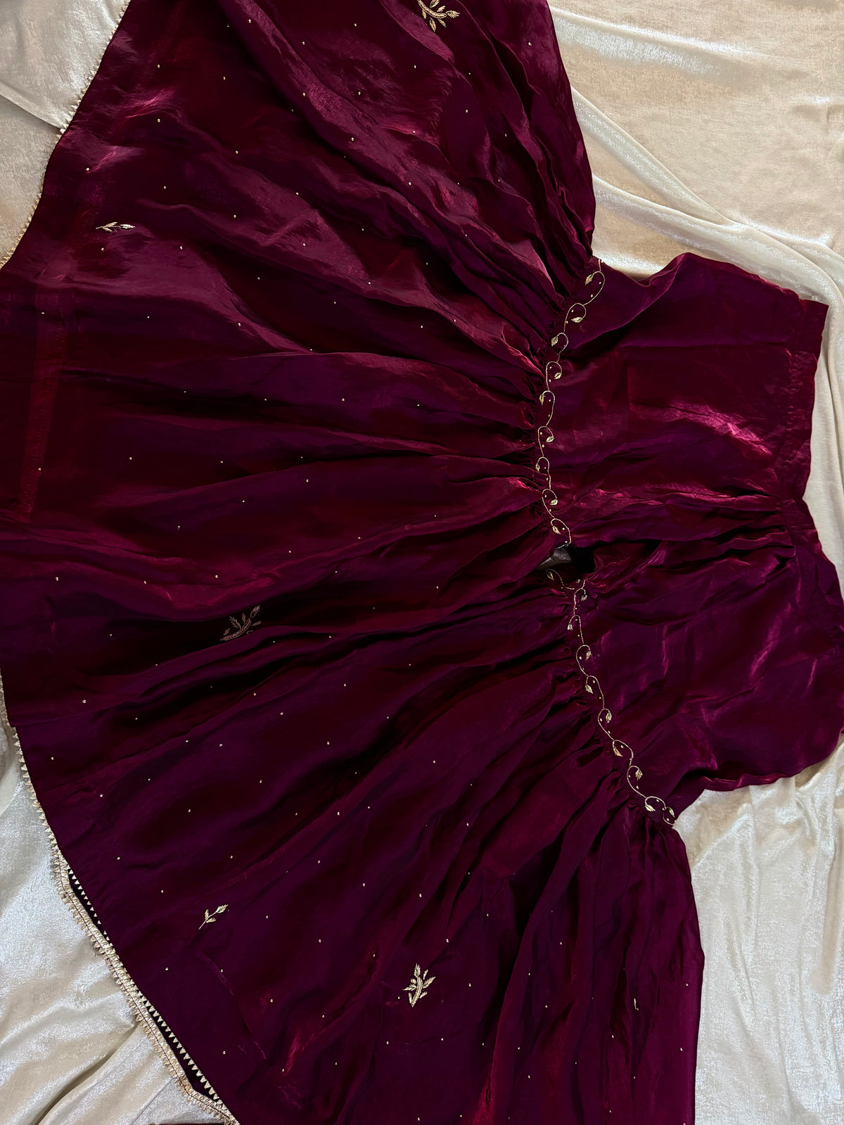 Beautiful dabka gharara in wine colour