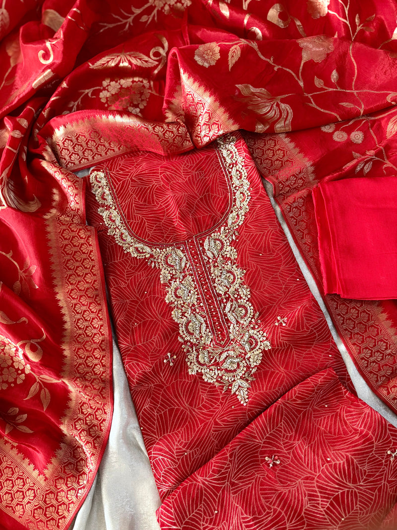 BANARSI SILK SUIT |  | Karishma Emporium | Elegance in Making Pure Zardozi Women wear