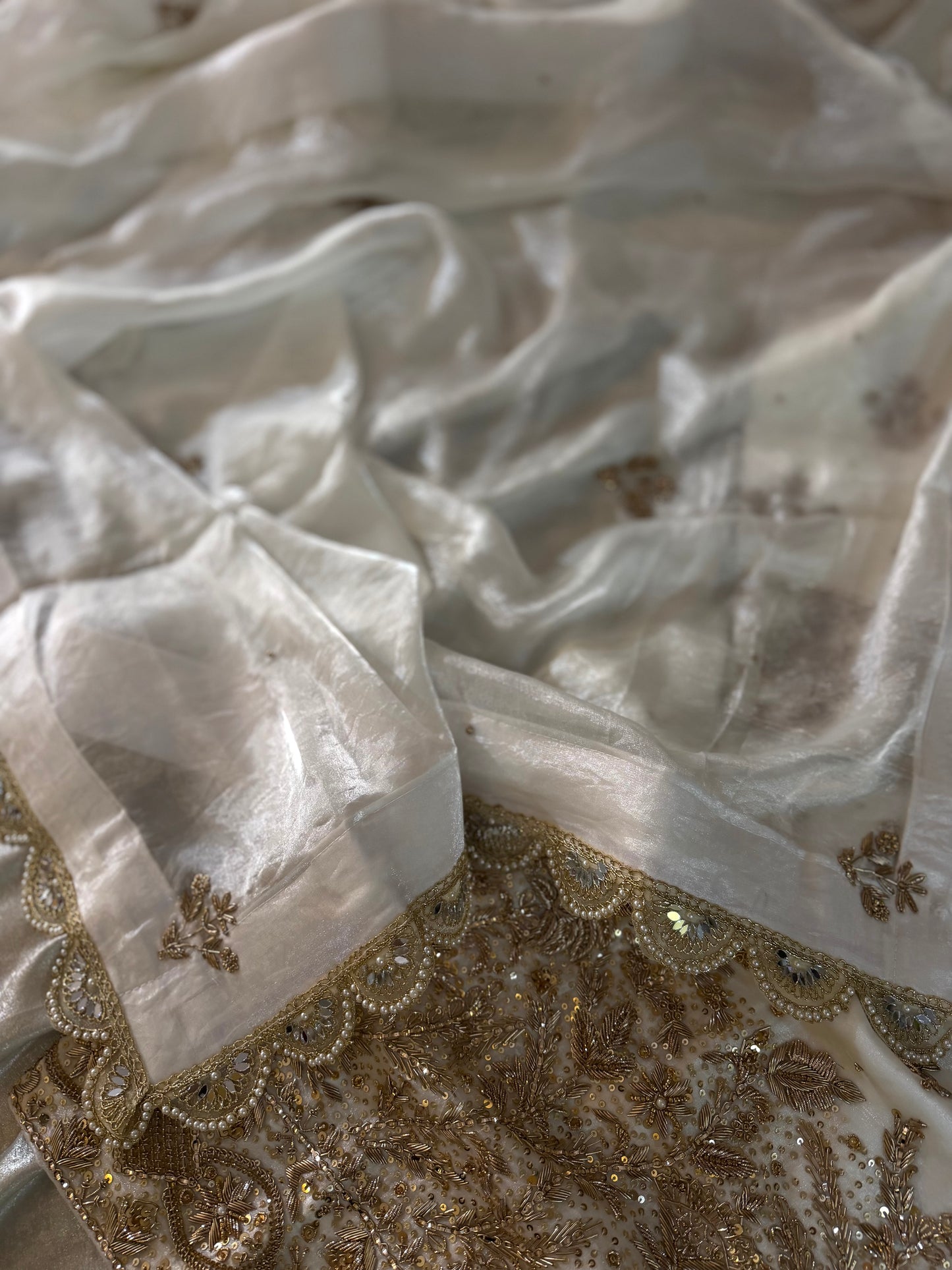 ZARDOZI GHARARA ON ITALIAN SHIMAR FABRIC