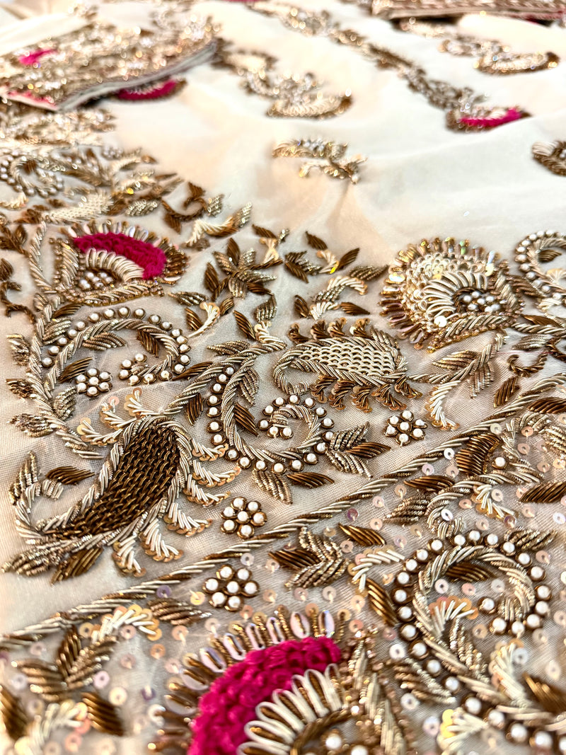 NOOR JAHAN SHARARA |  | Karishma Emporium | Elegance in Making Pure Zardozi Women wear