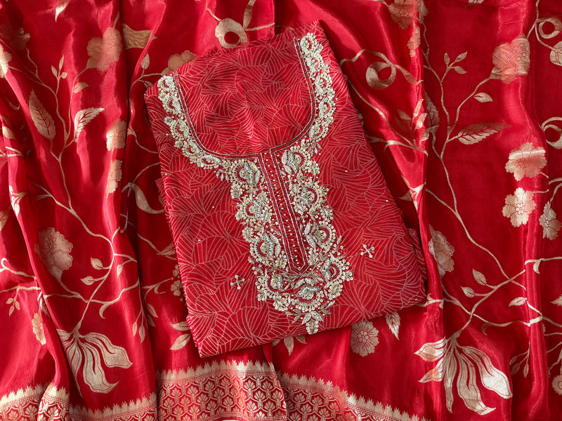 BANARSI SILK SUIT |  | Karishma Emporium | Elegance in Making Pure Zardozi Women wear