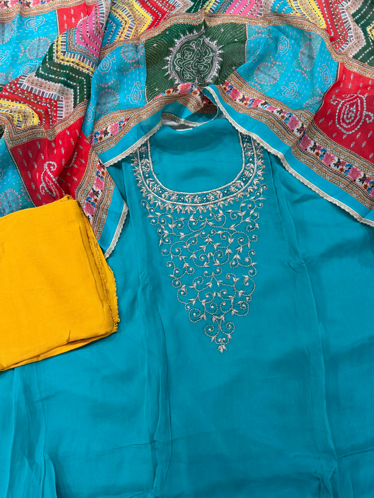 BEAUTIFUL ZARDOZI NECK PUNJABI SUIT
