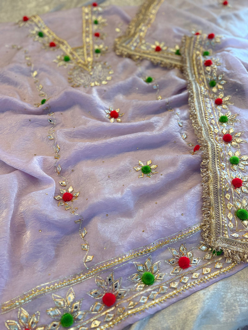 BEAUTIFUL GOTA PATTI SUIT IN LAVENDER |  | Karishma Emporium | Elegance in Making Pure Zardozi Women wear