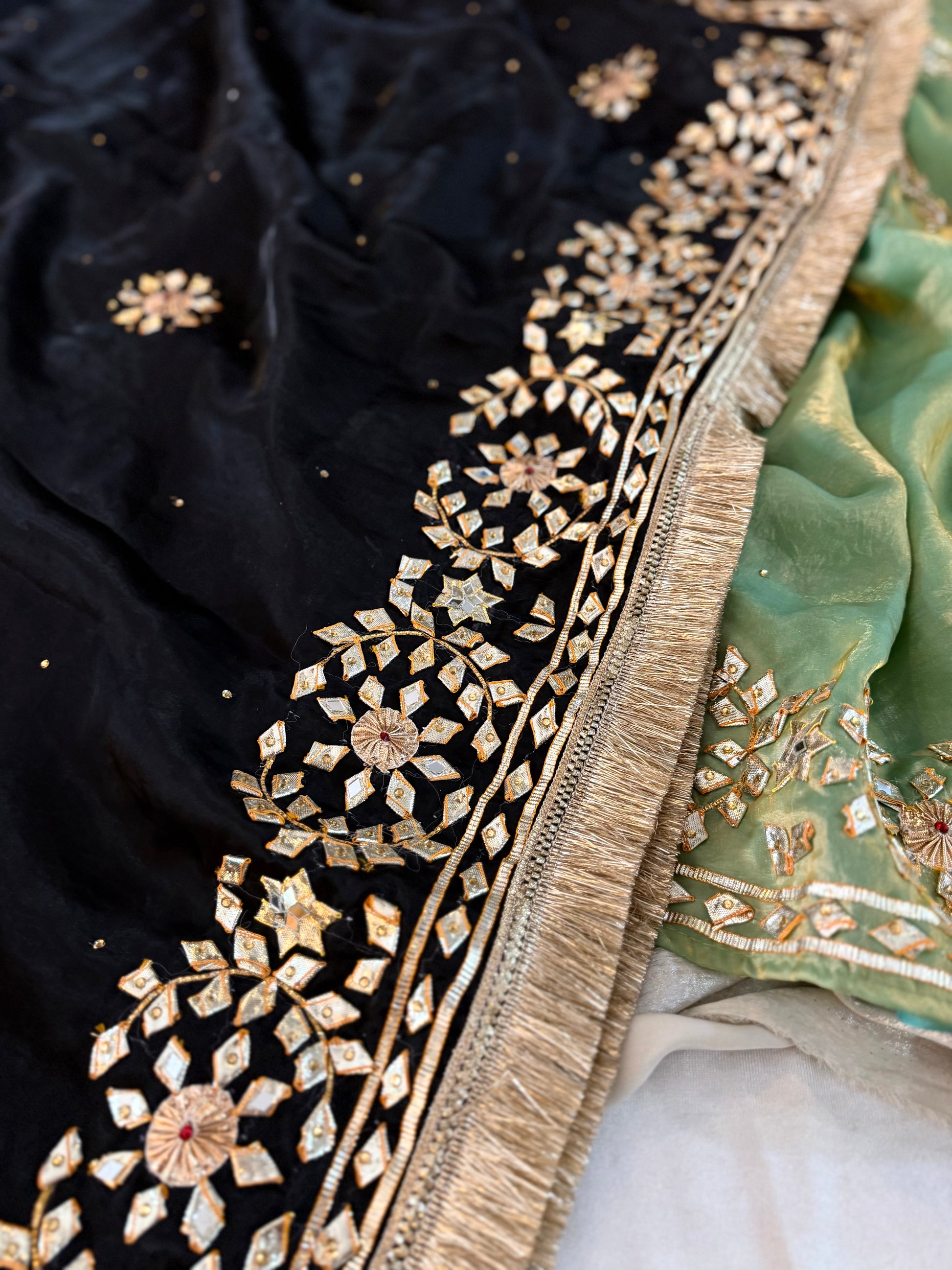 “GOTA PATTI” |  | Karishma Emporium | Elegance in Making Pure Zardozi Women wear