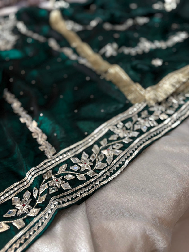 GREEN GOTA PATTI SUIT |  | Karishma Emporium | Elegance in Making Pure Zardozi Women wear