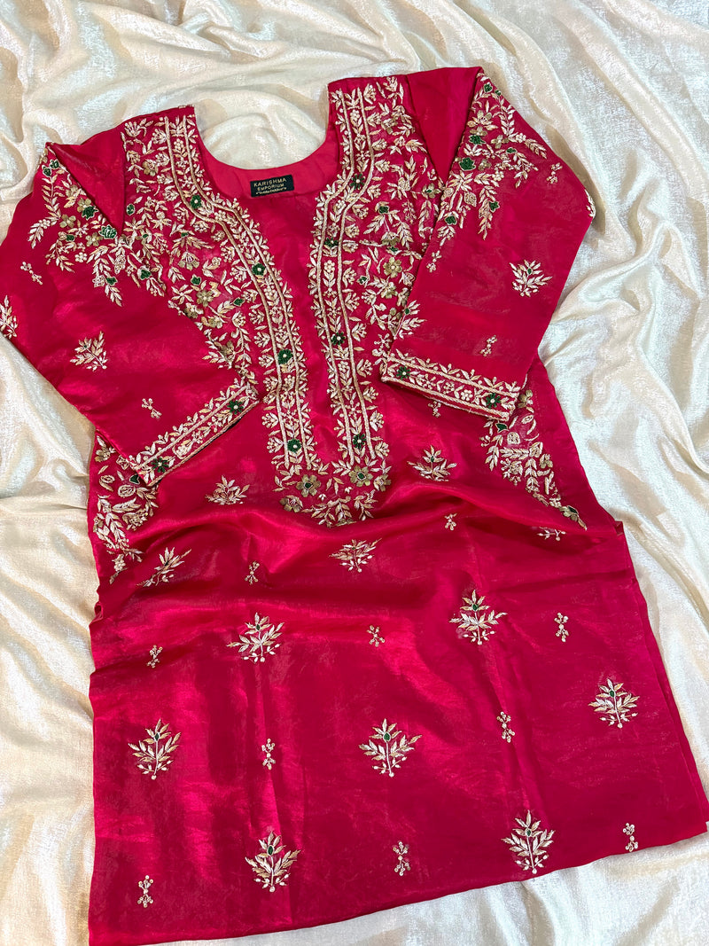 RANI ZARDOZI PANT KURTA SET |  | Karishma Emporium | Elegance in Making Pure Zardozi Women wear