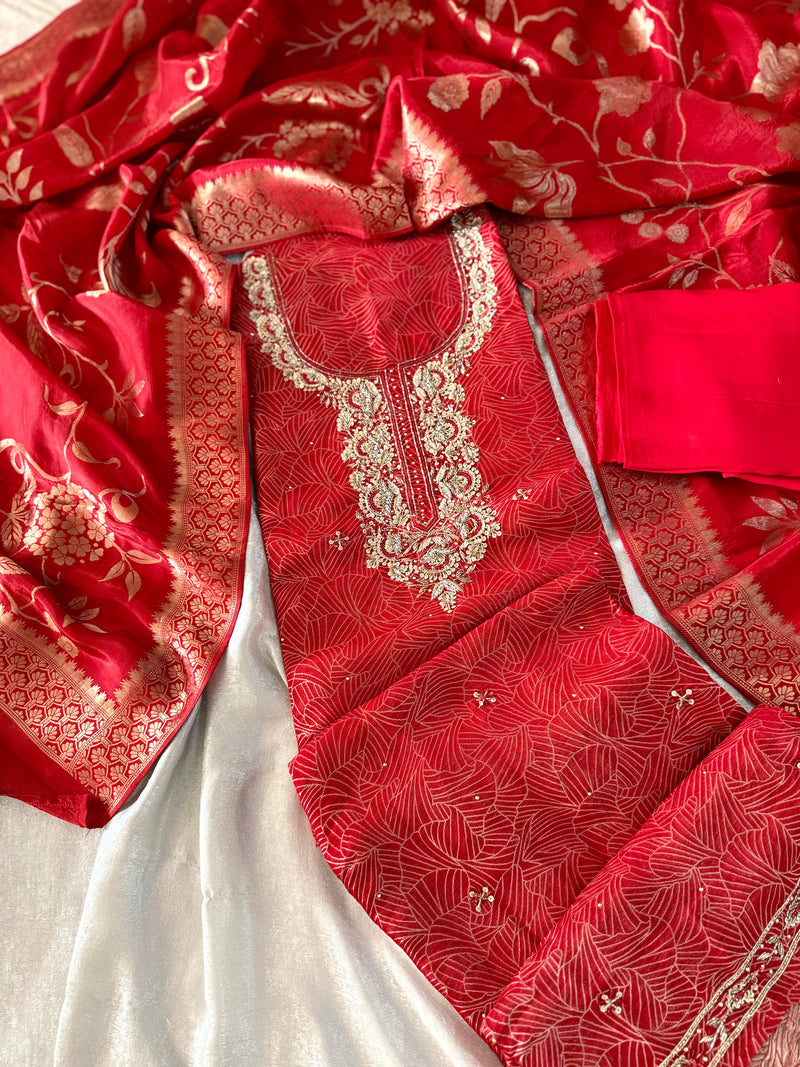 BANARSI SILK SUIT |  | Karishma Emporium | Elegance in Making Pure Zardozi Women wear