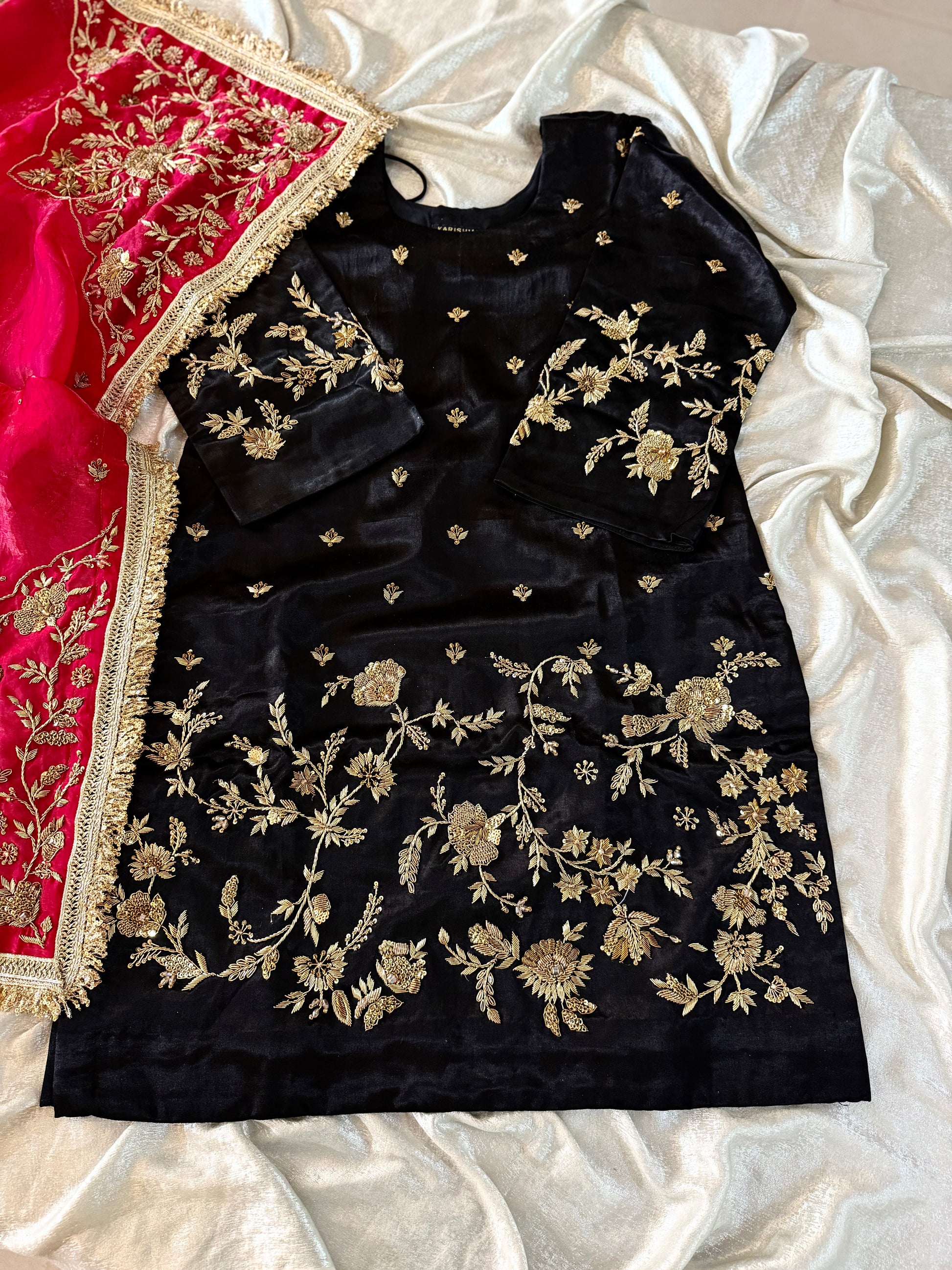 (ZARDOZI SHARARA) BLACK RANI |  | Karishma Emporium | Elegance in Making Pure Zardozi Women wear