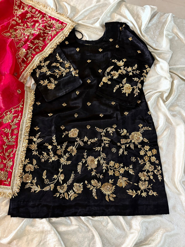 (ZARDOZI SHARARA) BLACK RANI