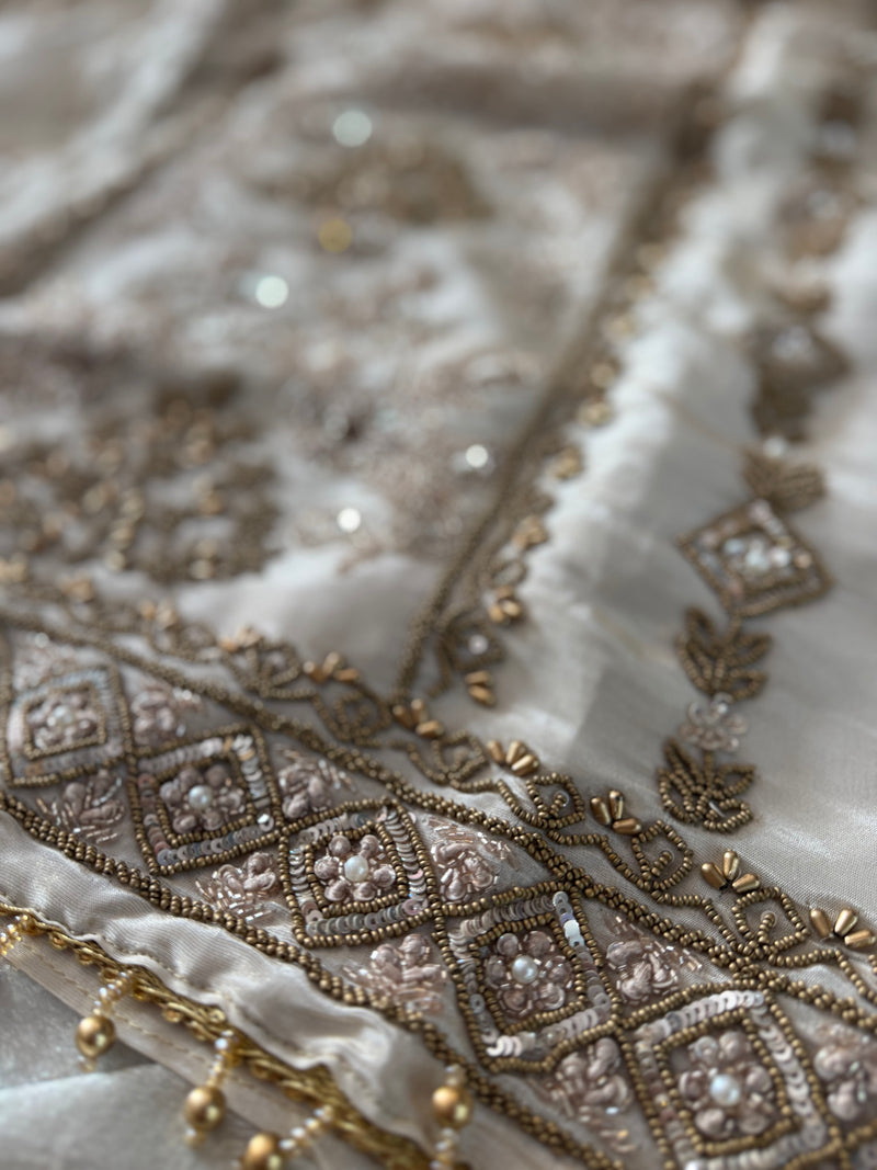 BEAUTIFUL OFF WHITE WEDDING SUIT |  | Karishma Emporium | Elegance in Making Pure Zardozi Women wear