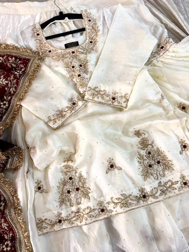 NIKAH GHARARA |  | Karishma Emporium | Elegance in Making Pure Zardozi Women wear