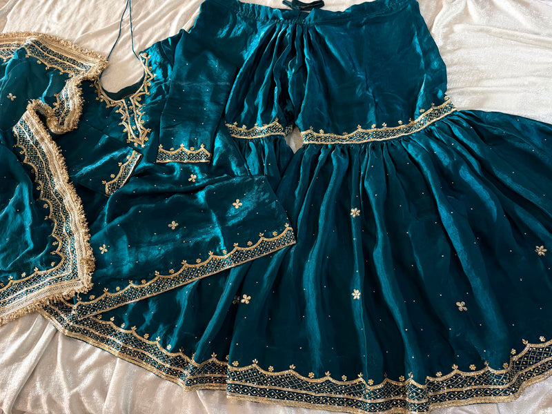 BEAUTIFUL HANDWORK GHARARA |  | Karishma Emporium | Elegance in Making Pure Zardozi Women wear