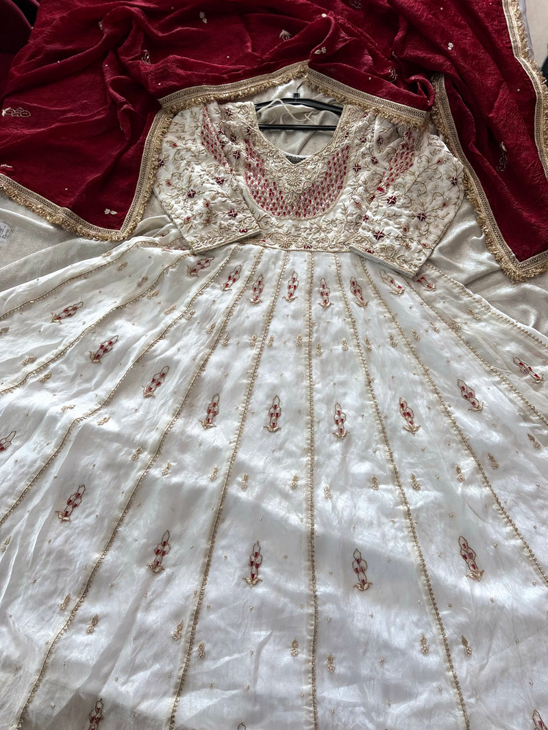 BEAUTIFUL ANARKALI DRESS IN PURE ZARDOZI WITH BANARSI PLAIN PANT |  | Karishma Emporium | Elegance in Making Pure Zardozi Women wear