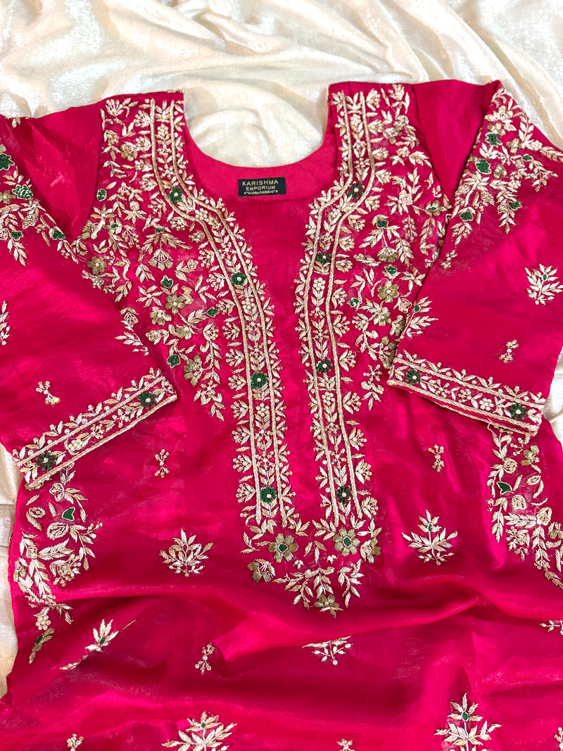 RANI ZARDOZI PANT KURTA SET |  | Karishma Emporium | Elegance in Making Pure Zardozi Women wear