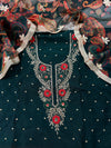 BOTTLE GREEN ZARDOZI NECK SUIT