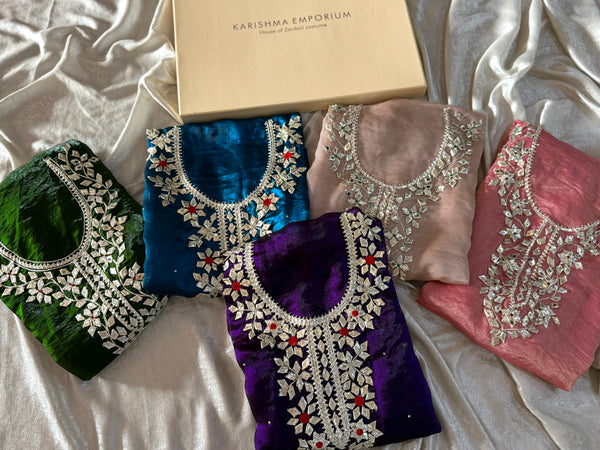 NEW GOTA PATTI SUITS |  | Karishma Emporium | Elegance in Making Pure Zardozi Women wear