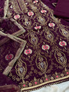 WINE COLOUR JERKEN WORK SUIT ON PURE GEORGETTE