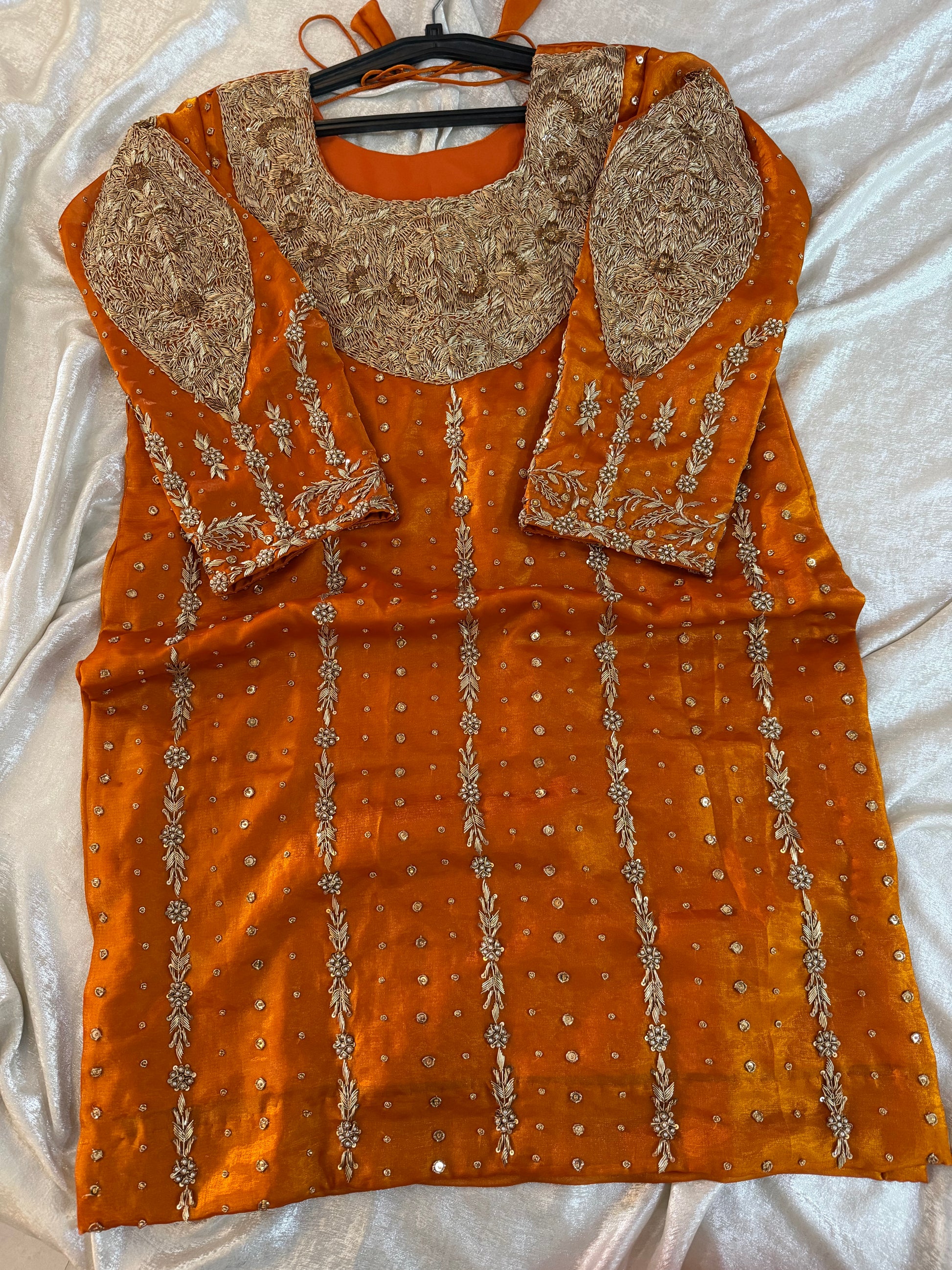 Rust Sharara |  | Karishma Emporium | Elegance in Making Pure Zardozi Women wear
