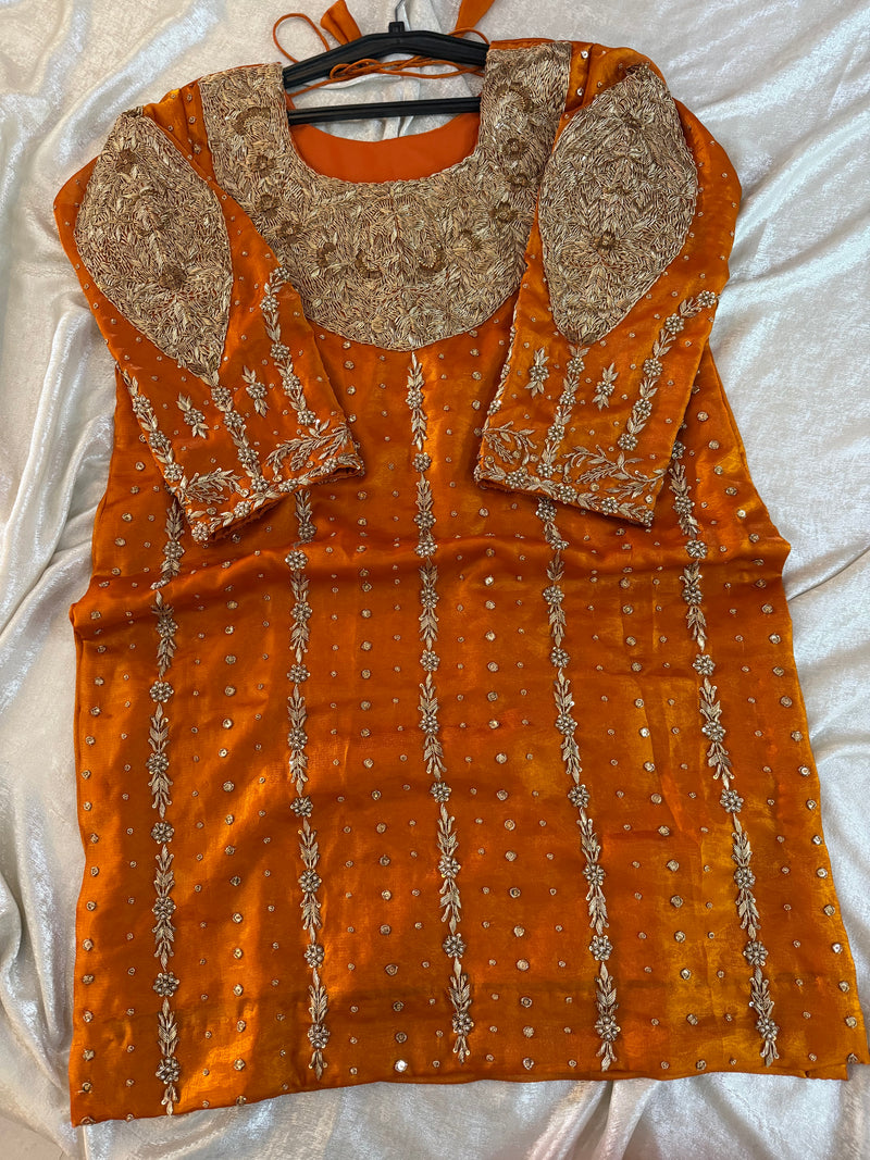 Rust Sharara |  | Karishma Emporium | Elegance in Making Pure Zardozi Women wear