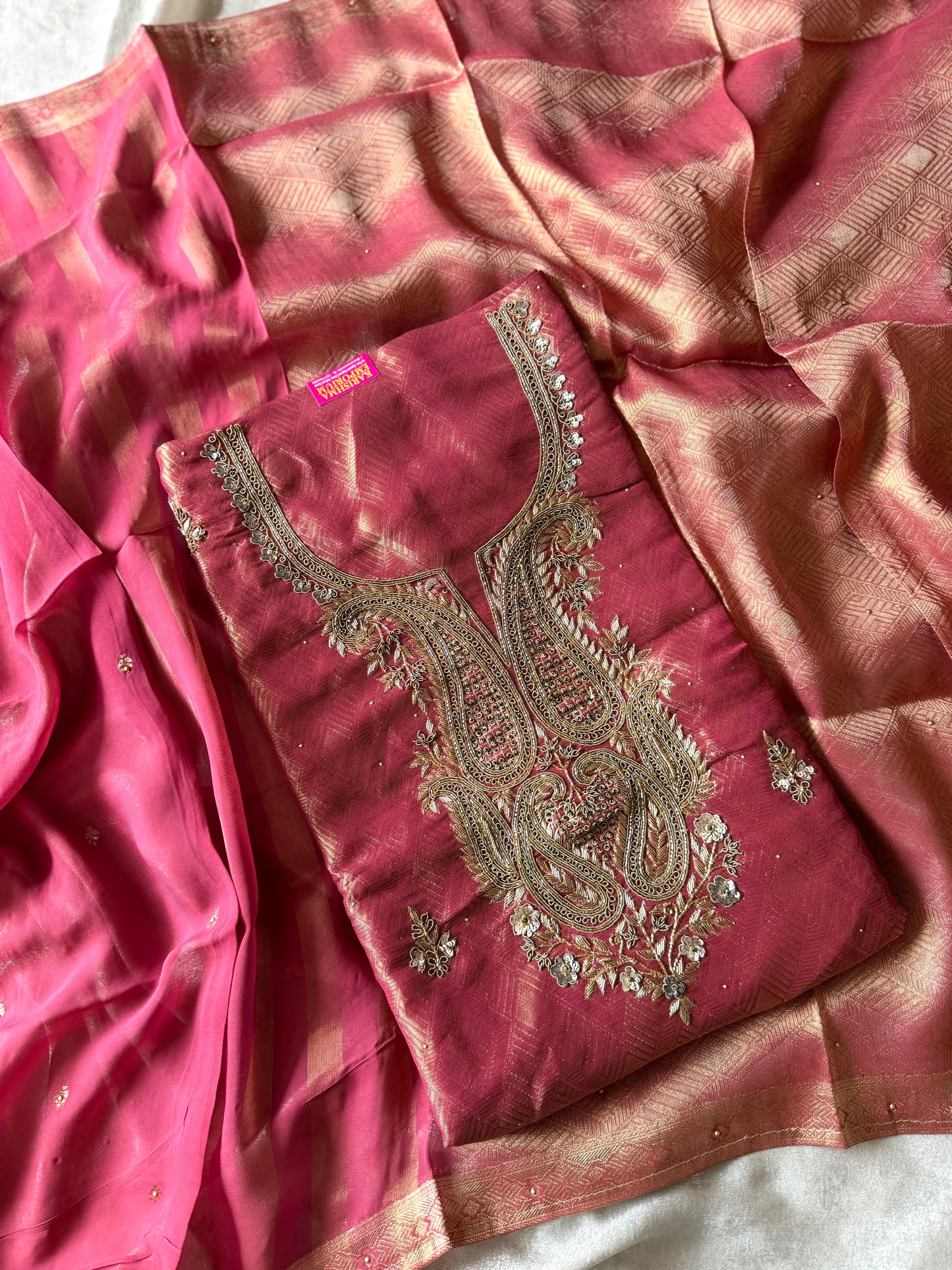 ZARDOZI NECK SUITS ON BANARSI SILK