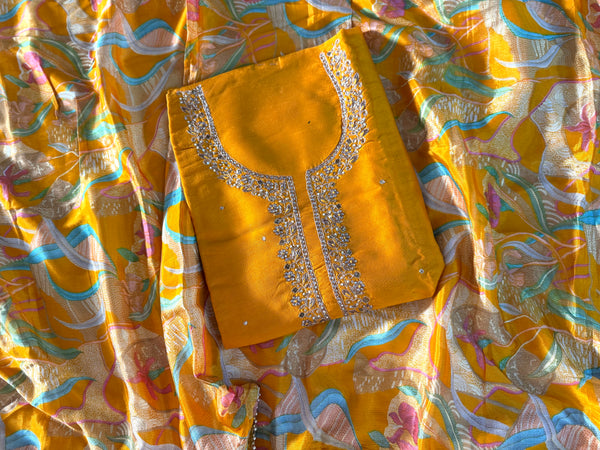 PARTYWEAR SUIT FOR HALDI |  | Karishma Emporium | Elegance in Making Pure Zardozi Women wear