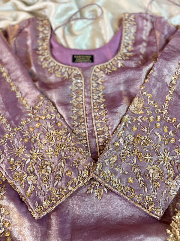 LIGHT PURPLE ZARDOZI WORK SHARARA |  | Karishma Emporium | Elegance in Making Pure Zardozi Women wear