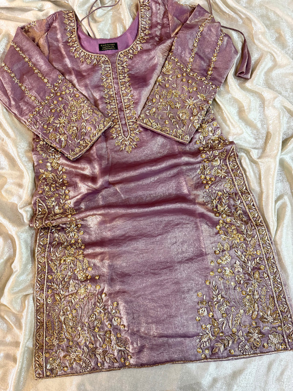 LIGHT PURPLE ZARDOZI WORK SHARARA |  | Karishma Emporium | Elegance in Making Pure Zardozi Women wear