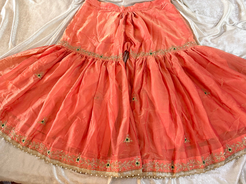 BEAUTIFUL HANDWORK GHARARA IN LIGHT ORANGE |  | Karishma Emporium | Elegance in Making Pure Zardozi Women wear